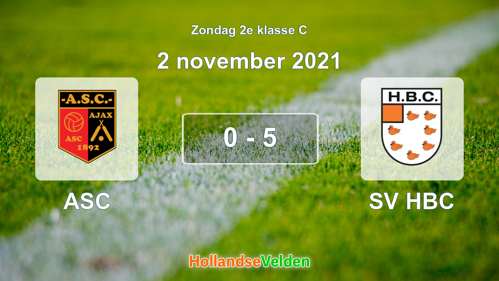 Gespeelde wedstrijd: ASC - SV HBC 0 - 5 (2 november 2021)