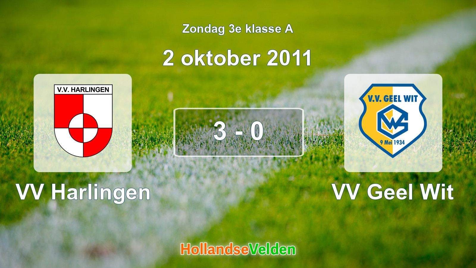 Gespeelde wedstrijd: VV Harlingen - VV Geel Wit 3 - 0 (2 oktober 2011)
