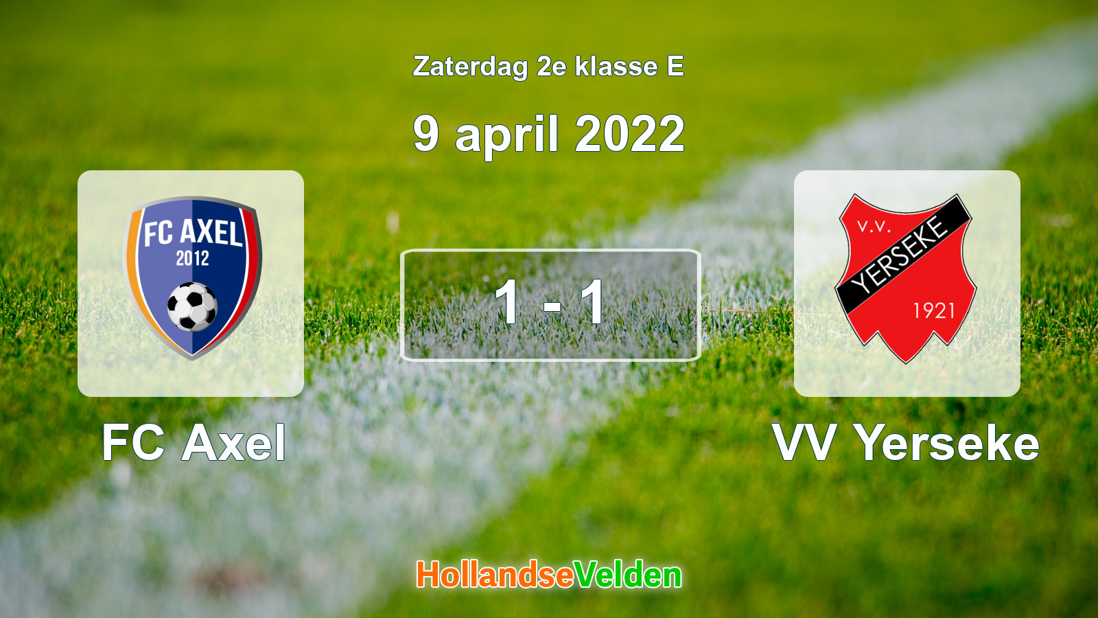 Gespeelde wedstrijd: FC Axel - VV Yerseke 1 - 1 (9 april 2022)