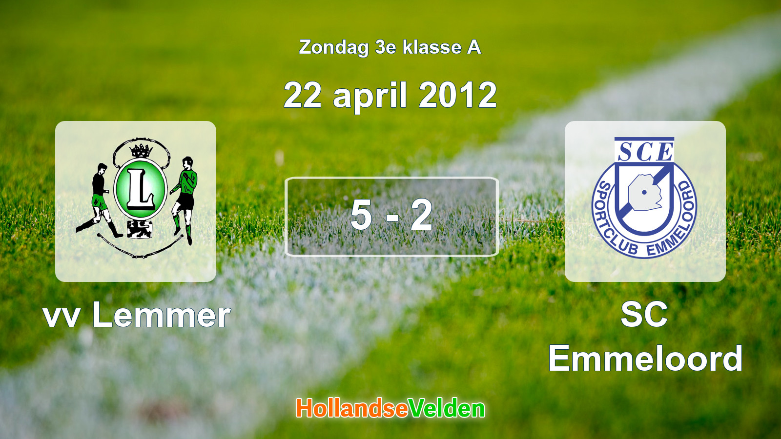 Gespeelde wedstrijd: vv Lemmer - SC Emmeloord 5 - 2 (22 april 2012)