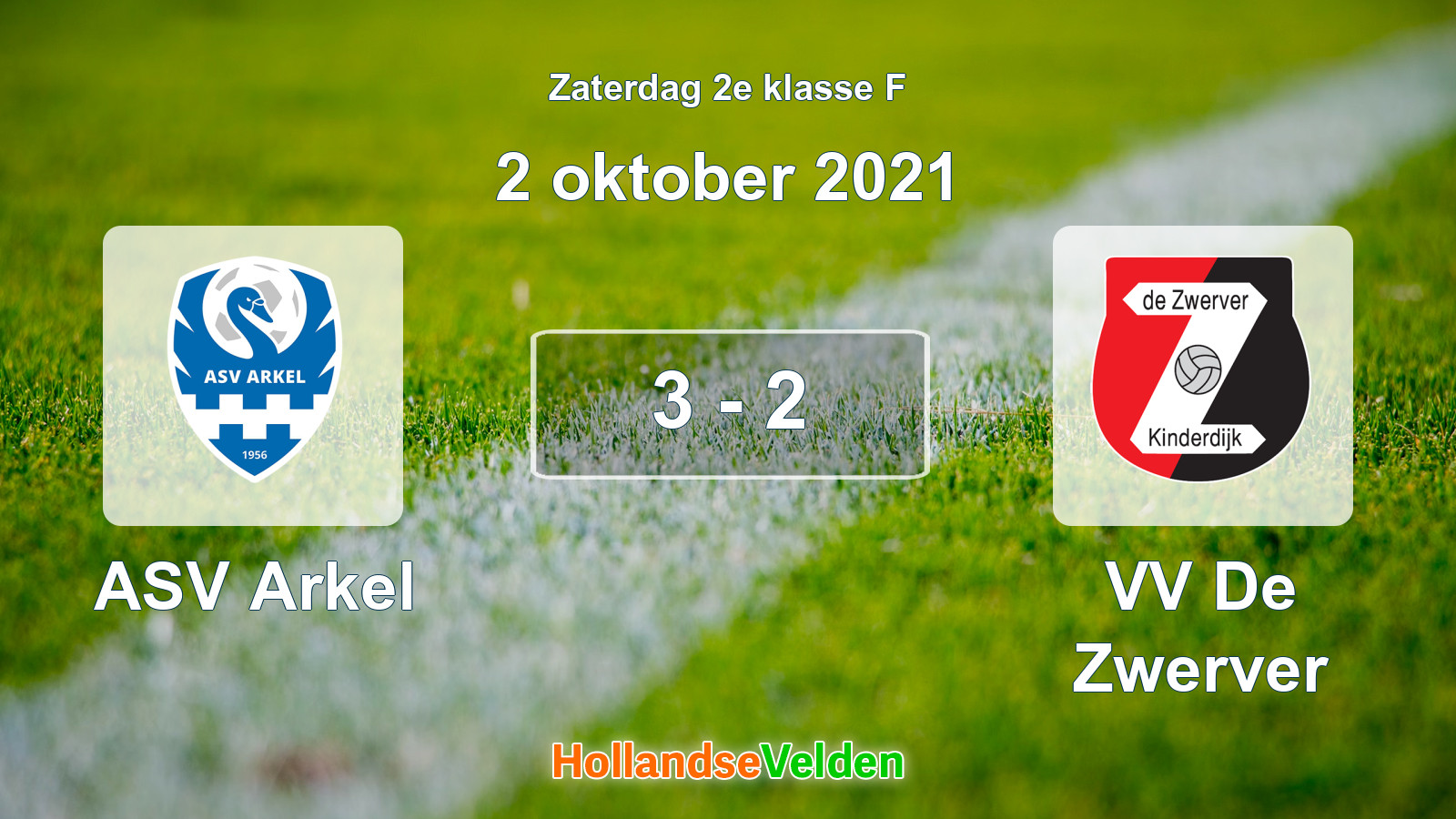 Gespeelde wedstrijd: ASV Arkel - VV De Zwerver 3 - 2 (2 oktober 2021)