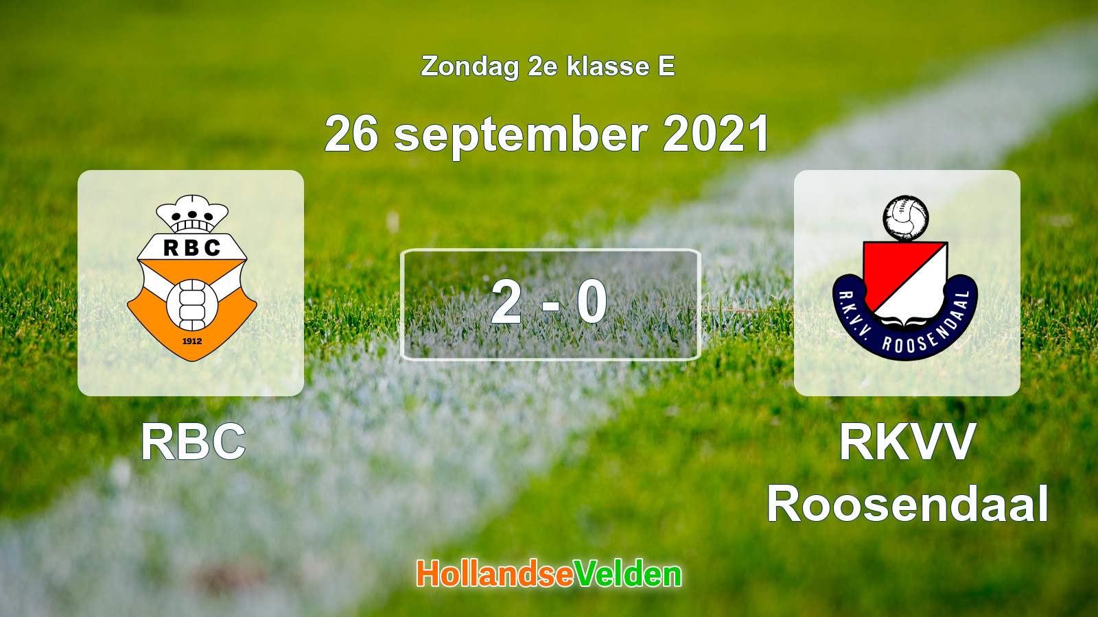 Gespeelde wedstrijd: RBC - RKVV Roosendaal 2 - 0 (26 september 2021)
