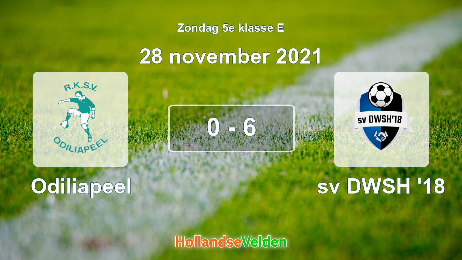 Gespeelde wedstrijd: Odiliapeel - sv DWSH '18 0 - 6 (28 november 2021)