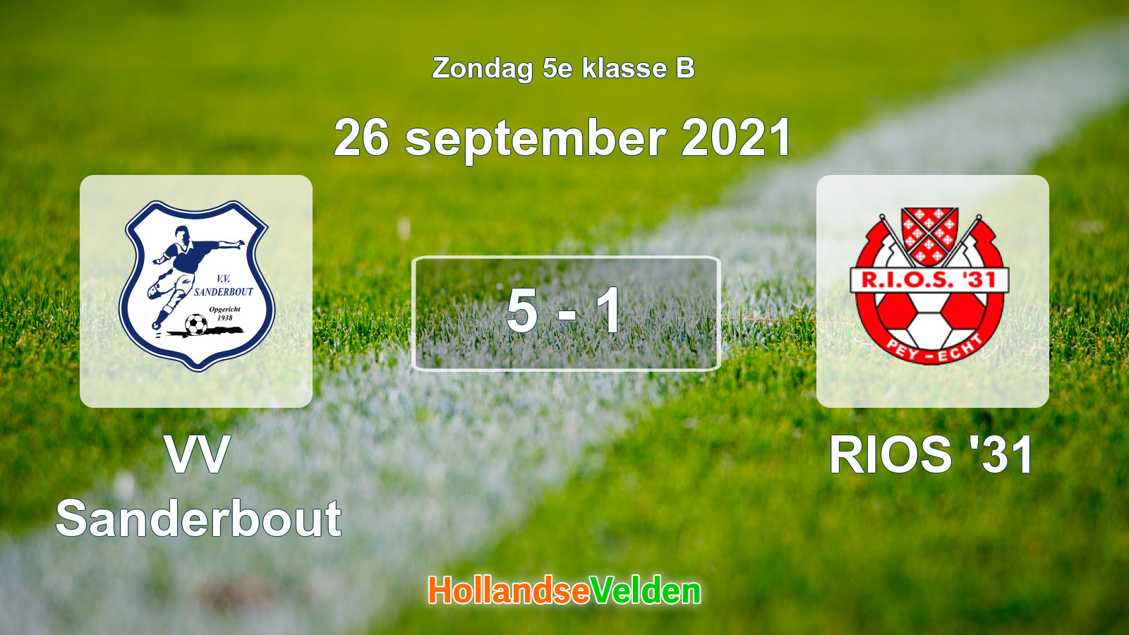 Gespeelde wedstrijd: VV Sanderbout - RIOS '31 5 - 1 (26 september 2021)