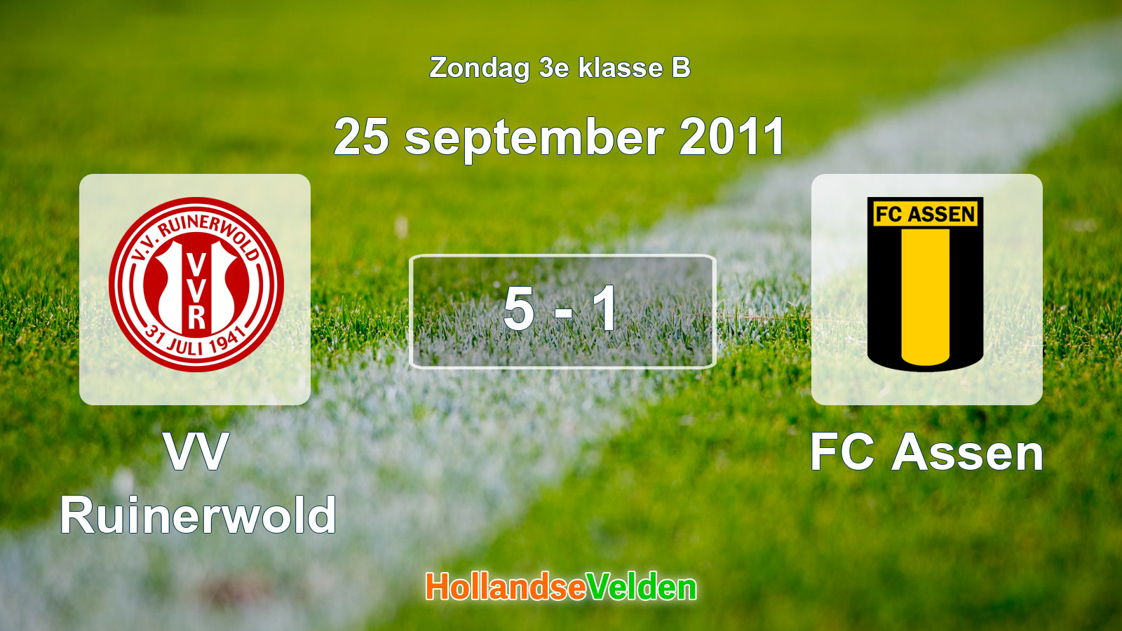 Gespeelde wedstrijd: VV Ruinerwold - FC Assen 5 - 1 (25 september 2011)