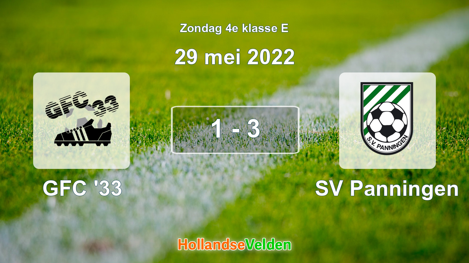 Gespeelde wedstrijd: GFC '33 - SV Panningen 1 - 3 (29 mei 2022)