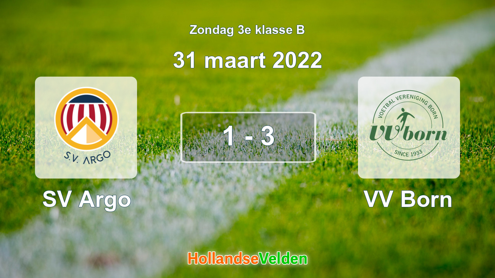 Gespeelde wedstrijd: SV Argo - VV Born 1 - 3 (31 maart 2022)