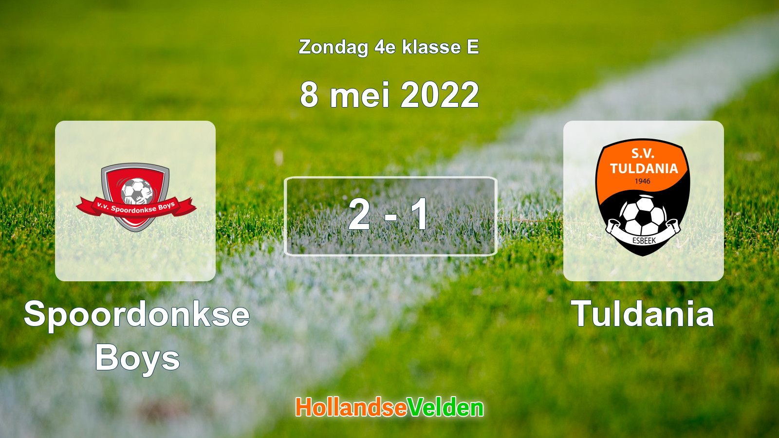 Gespeelde wedstrijd: Spoordonkse Boys - Tuldania 2 - 1 (8 mei 2022)