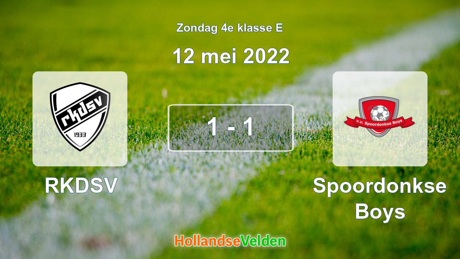 Gespeelde wedstrijd: RKDSV - Spoordonkse Boys 1 - 1 (12 mei 2022)