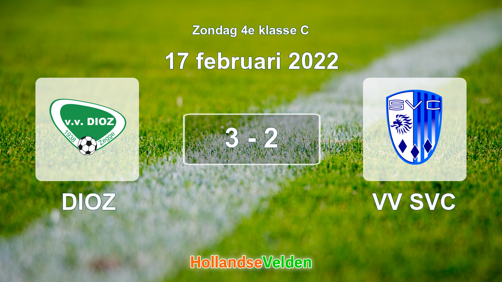Gespeelde wedstrijd: DIOZ - VV SVC 3 - 2 (17 februari 2022)