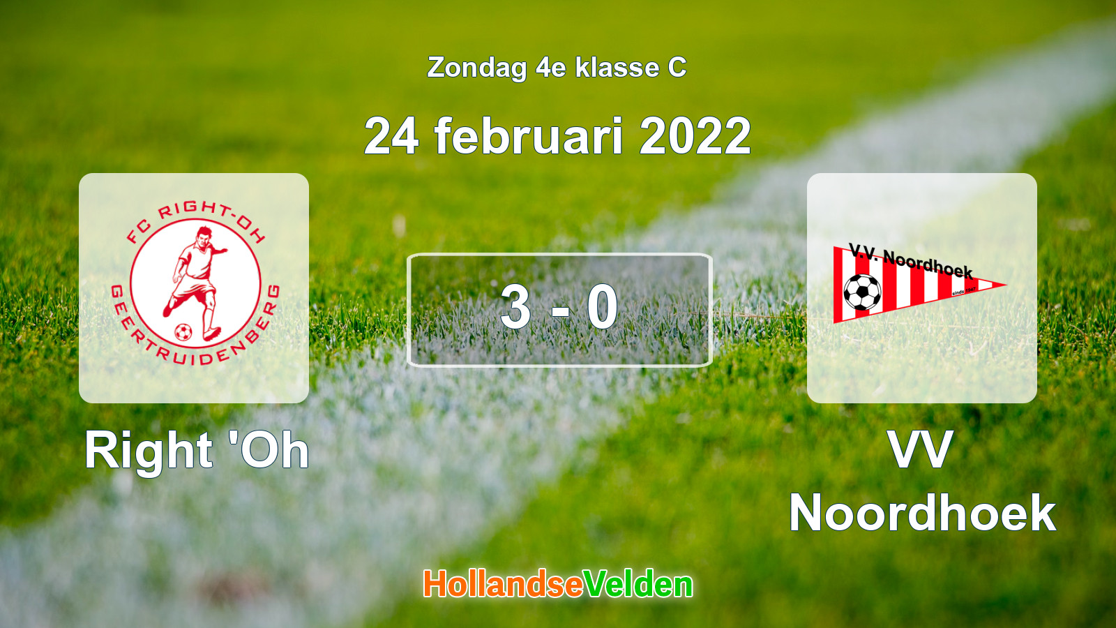 Gespeelde wedstrijd: Right 'Oh - VV Noordhoek 3 - 0 (24 februari 2022)