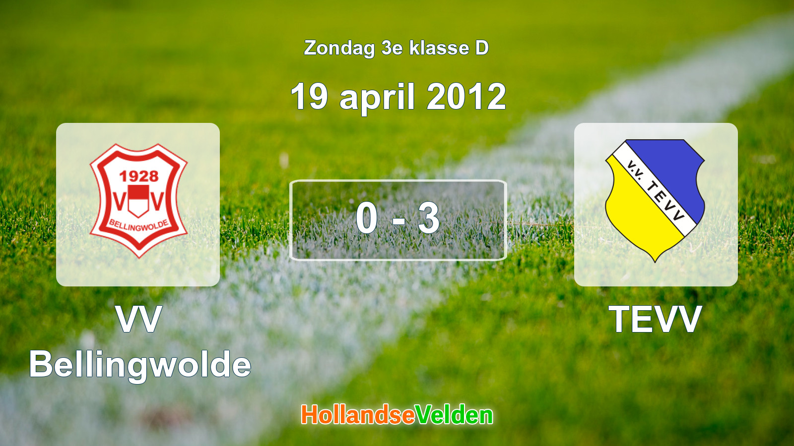 Gespeelde wedstrijd: VV Bellingwolde - TEVV 0 - 3 (19 april 2012)