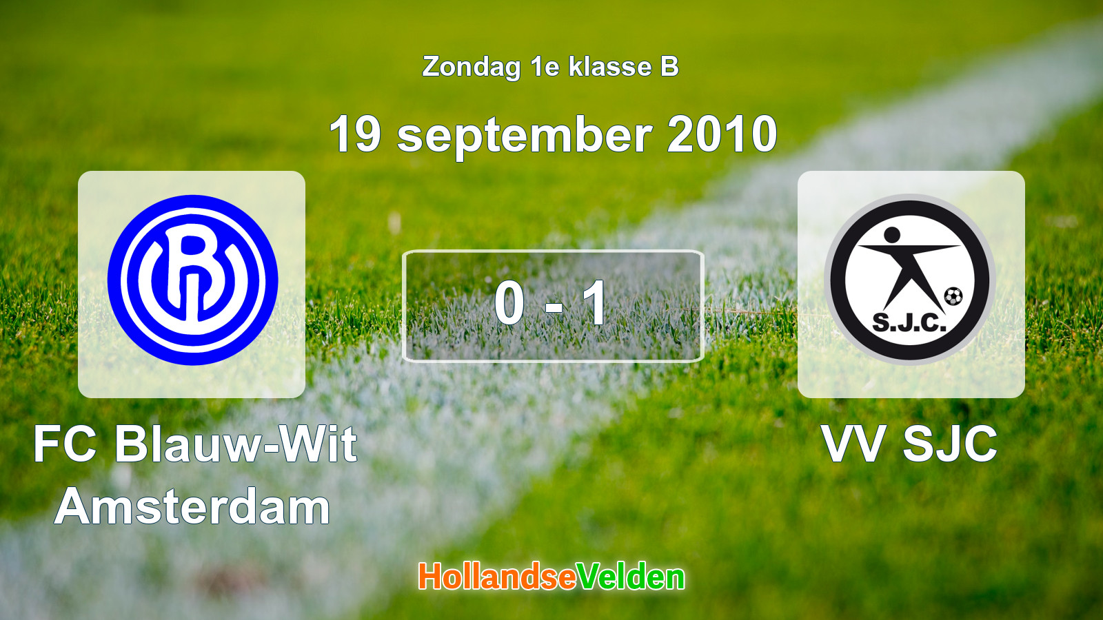 Gespeelde wedstrijd: FC Blauw-Wit Amsterdam - VV SJC 0 - 1 (19 september 2010)