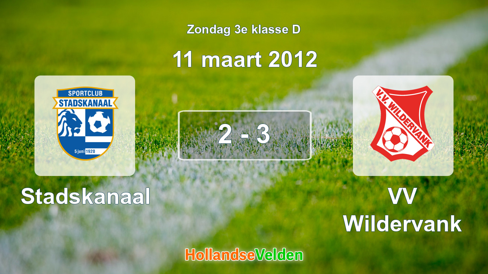 Gespeelde wedstrijd: Stadskanaal - VV Wildervank 2 - 3 (11 maart 2012)