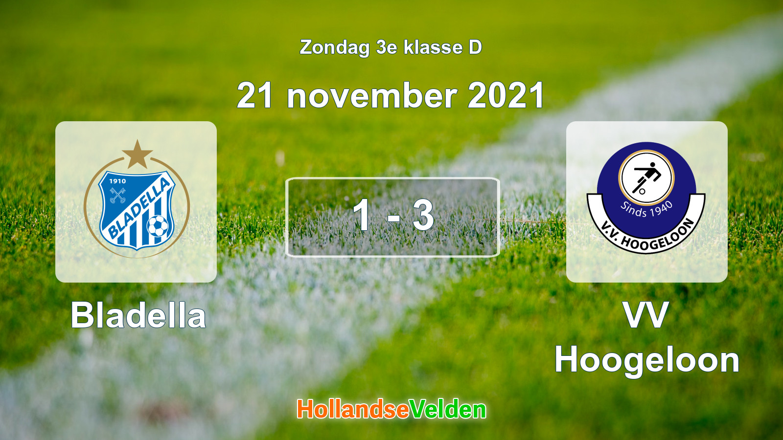 Gespeelde wedstrijd: Bladella - VV Hoogeloon 1 - 3 (21 november 2021)
