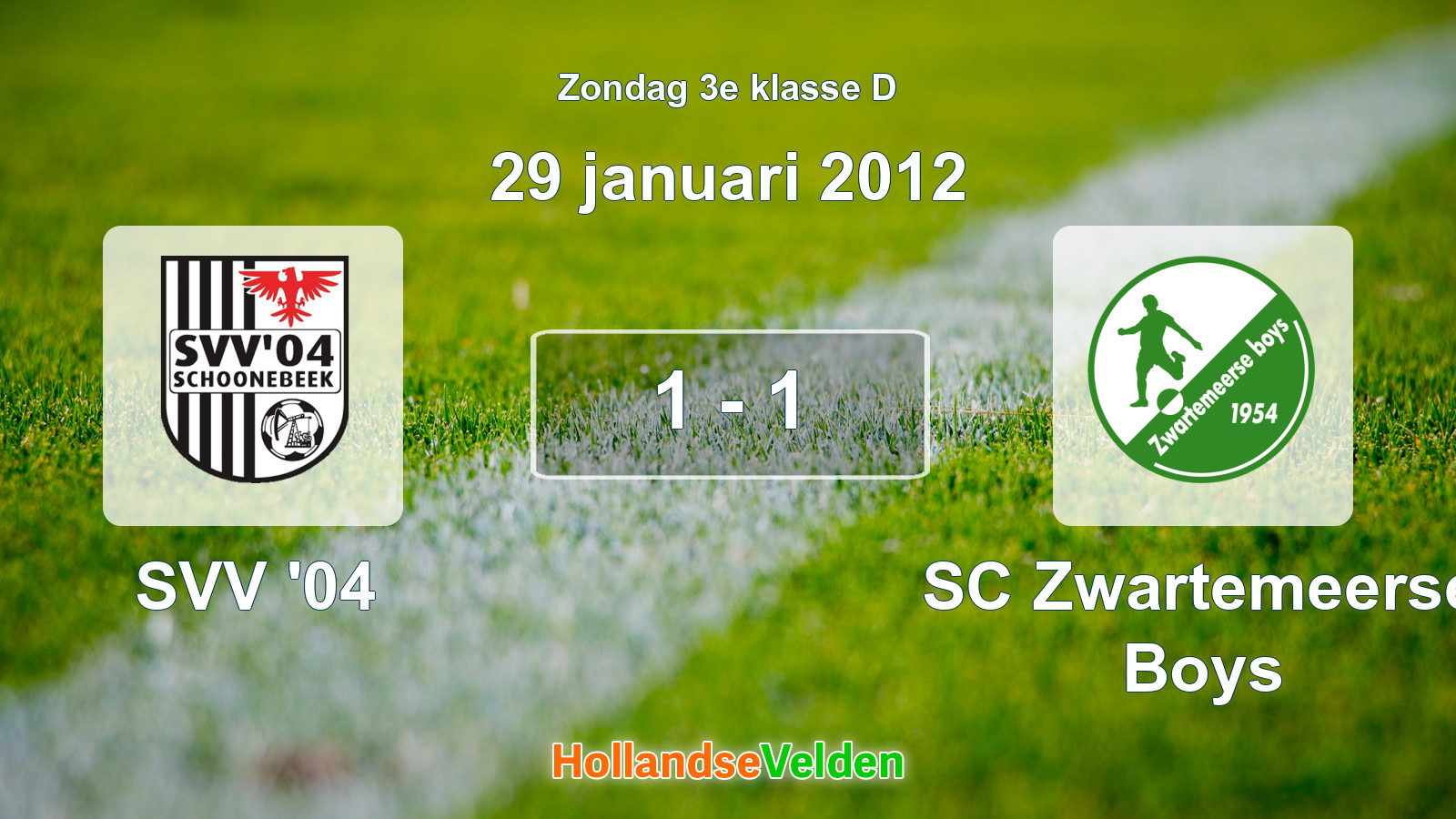 Gespeelde wedstrijd: SVV '04 - SC Zwartemeerse Boys 1 - 1 (29 januari 2012)