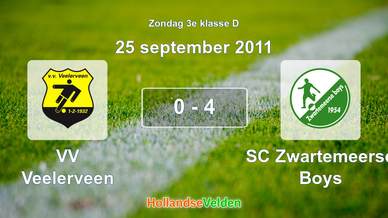 Gespeelde wedstrijd: VV Veelerveen - SC Zwartemeerse Boys 0 - 4 (25 september 2011)