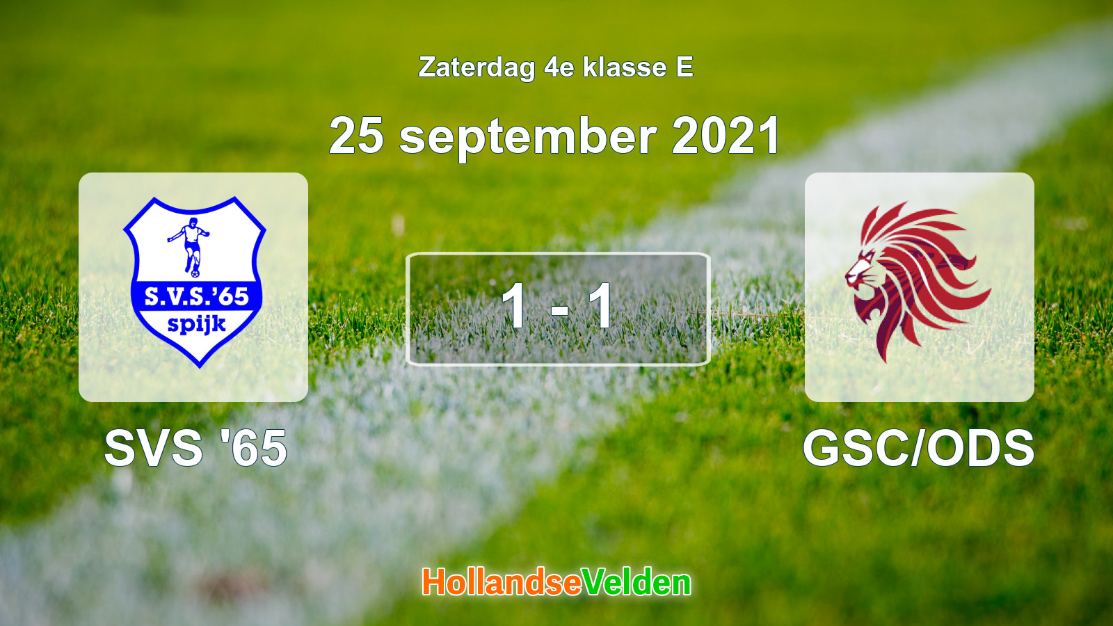 Gespeelde wedstrijd: SVS '65 - GSC/ODS 1 - 1 (25 september 2021)
