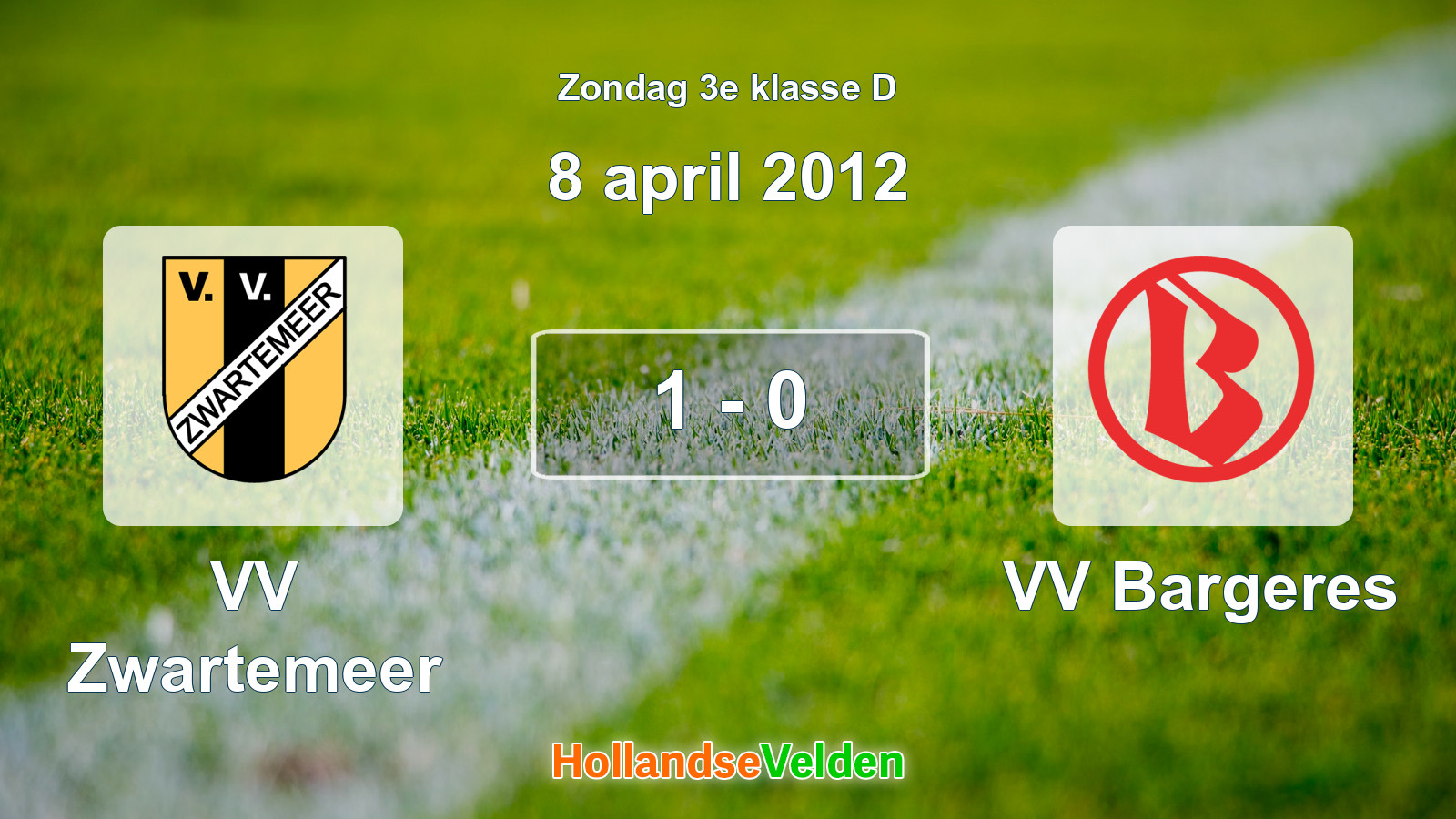 Gespeelde wedstrijd: VV Zwartemeer - VV Bargeres 1 - 0 (8 april 2012)