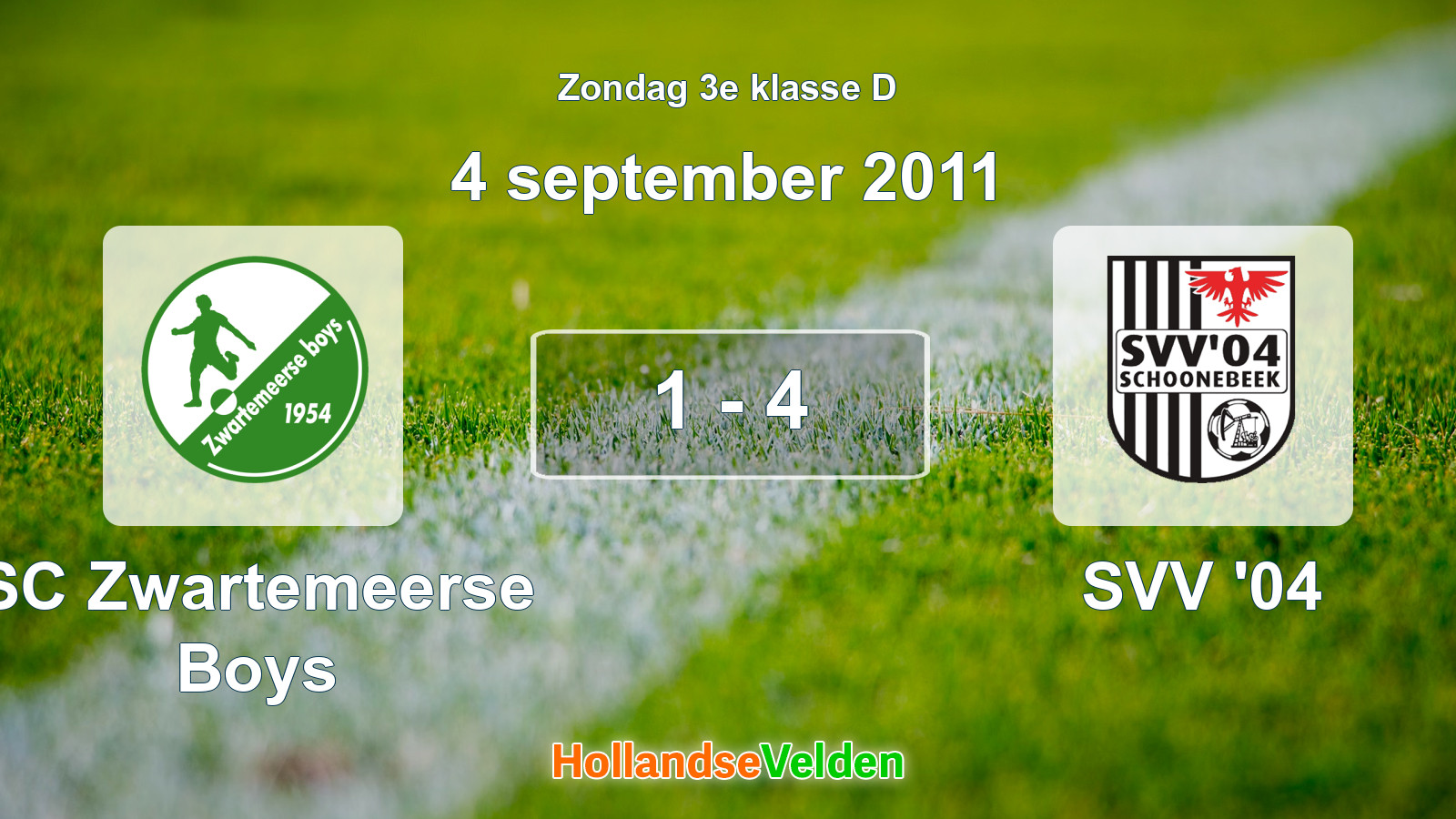 Gespeelde wedstrijd: SC Zwartemeerse Boys - SVV '04 1 - 4 (4 september 2011)