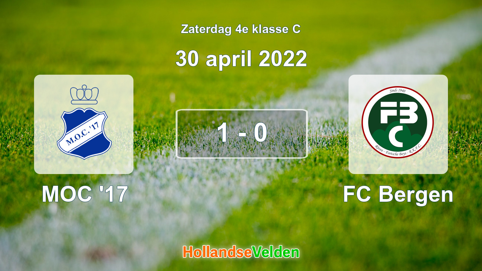 Gespeelde wedstrijd: MOC '17 - FC Bergen 1 - 0 (30 april 2022)