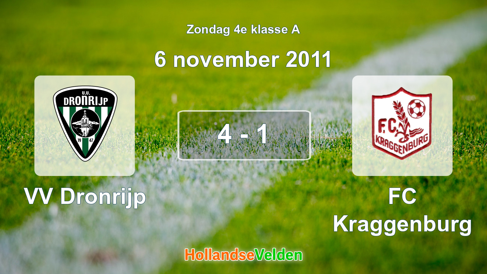Gespeelde wedstrijd: VV Dronrijp - FC Kraggenburg 4 - 1 (6 november 2011)