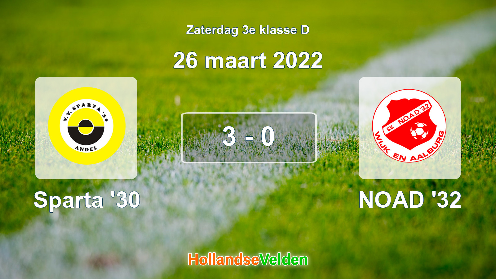 Gespeelde wedstrijd: Sparta '30 - NOAD '32 3 - 0 (26 maart 2022)
