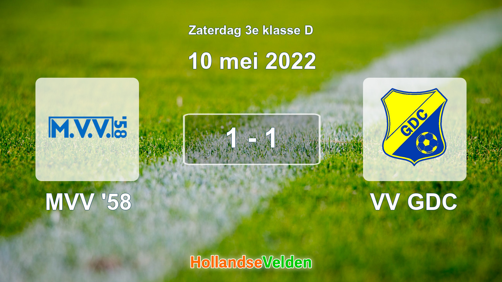 Gespeelde wedstrijd: MVV '58 - VV GDC 1 - 1 (10 mei 2022)