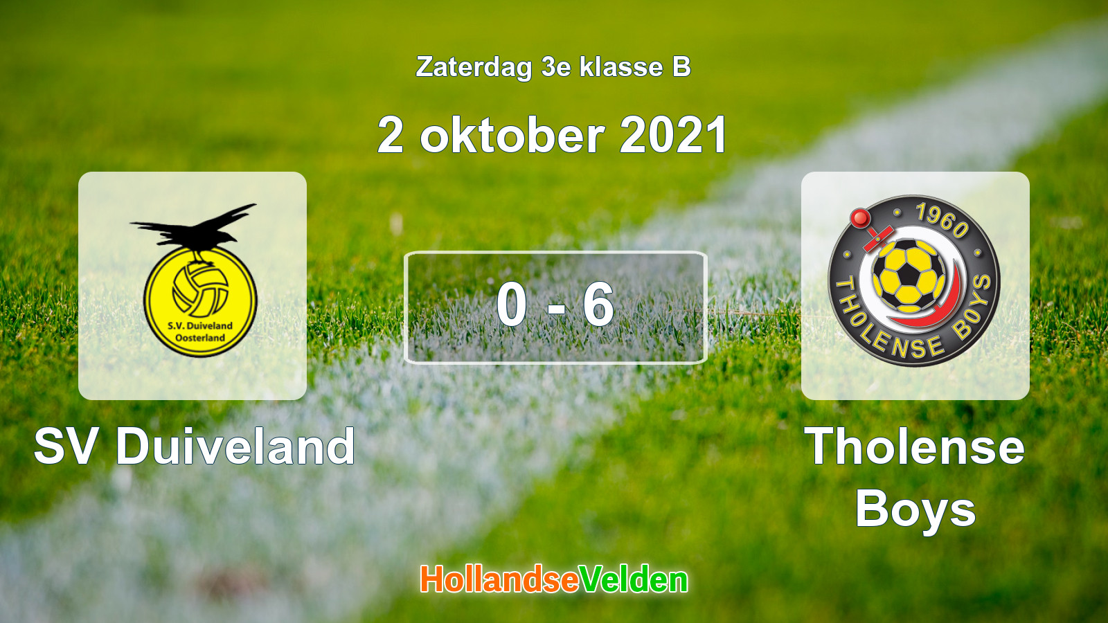 Gespeelde wedstrijd: SV Duiveland - Tholense Boys 0 - 6 (2 oktober 2021)