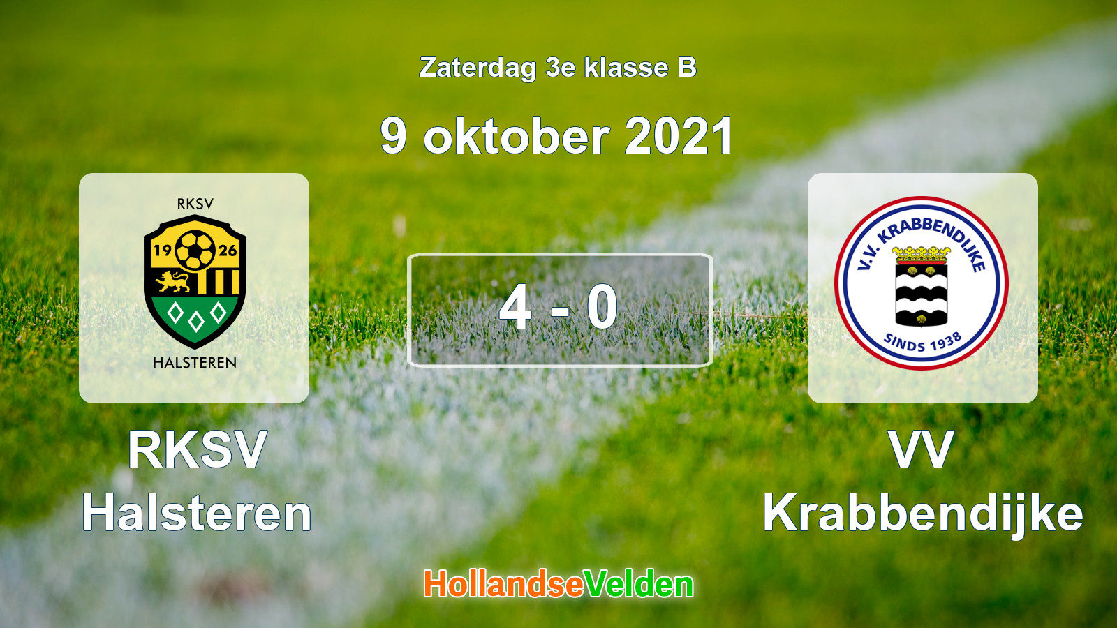 Gespeelde wedstrijd: RKSV Halsteren - VV Krabbendijke 4 - 0 (9 oktober 2021)
