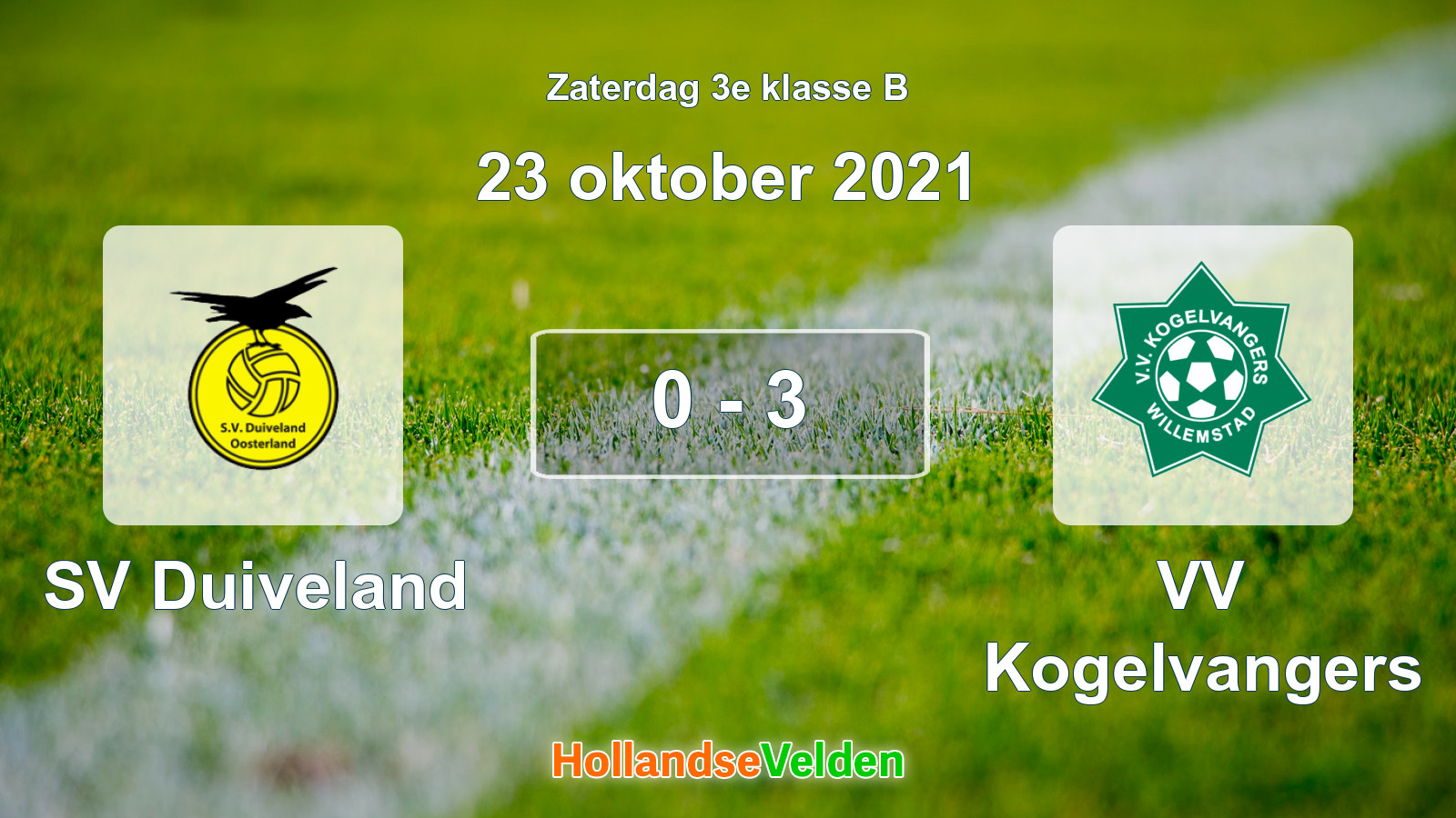 Gespeelde wedstrijd: SV Duiveland - VV Kogelvangers 0 - 3 (23 oktober 2021)
