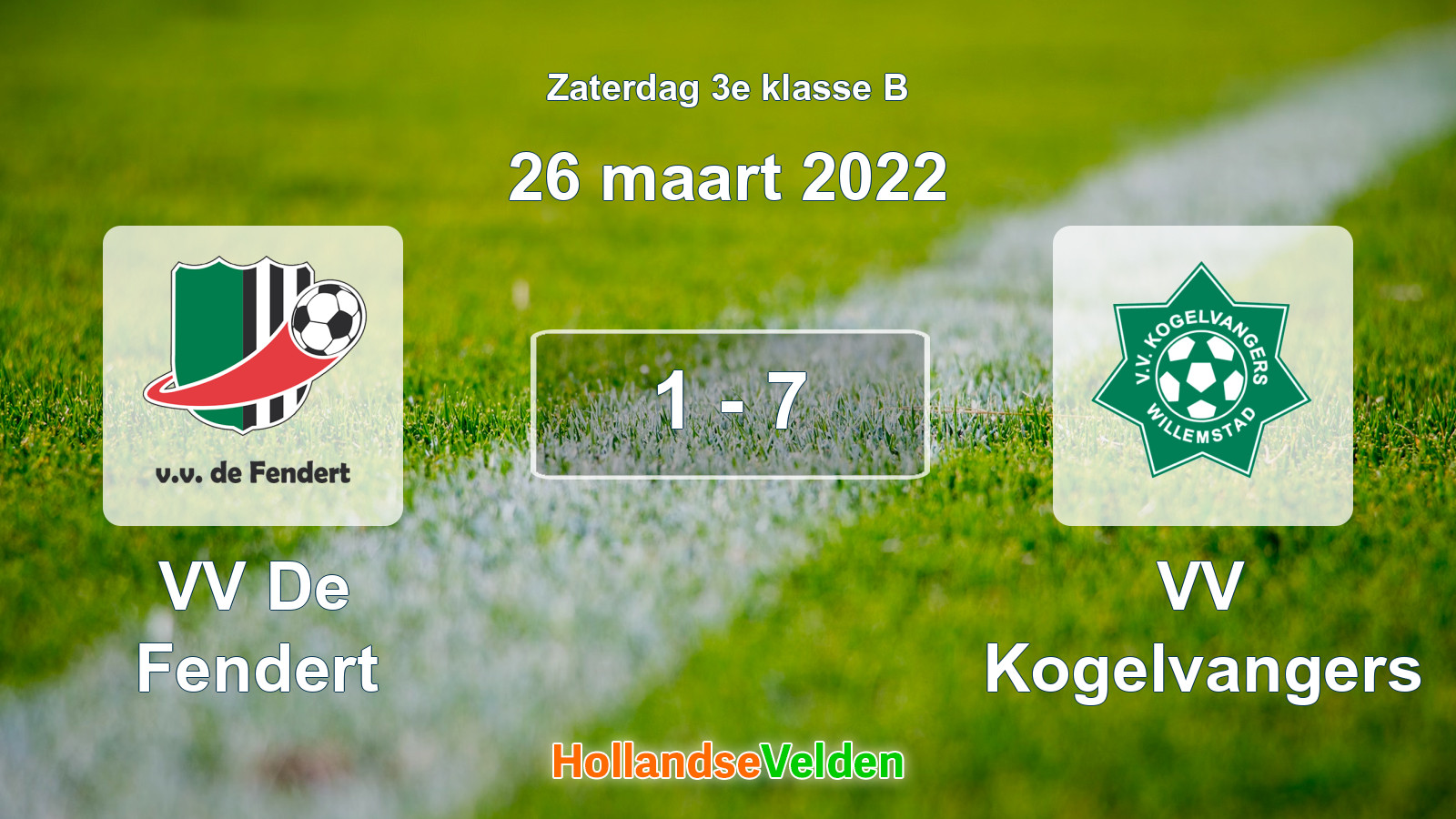 Gespeelde wedstrijd: VV De Fendert - VV Kogelvangers 1 - 7 (26 maart 2022)