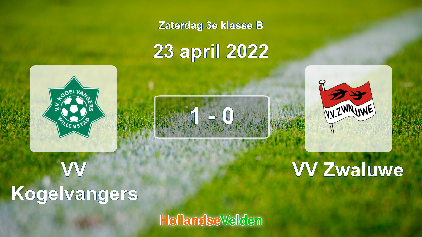 Gespeelde wedstrijd: VV Kogelvangers - VV Zwaluwe 1 - 0 (23 april 2022)