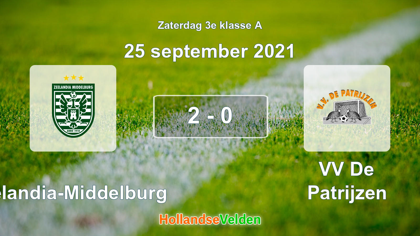 Gespeelde wedstrijd: Zeelandia-Middelburg - VV De Patrijzen 2 - 0 (25 september 2021)