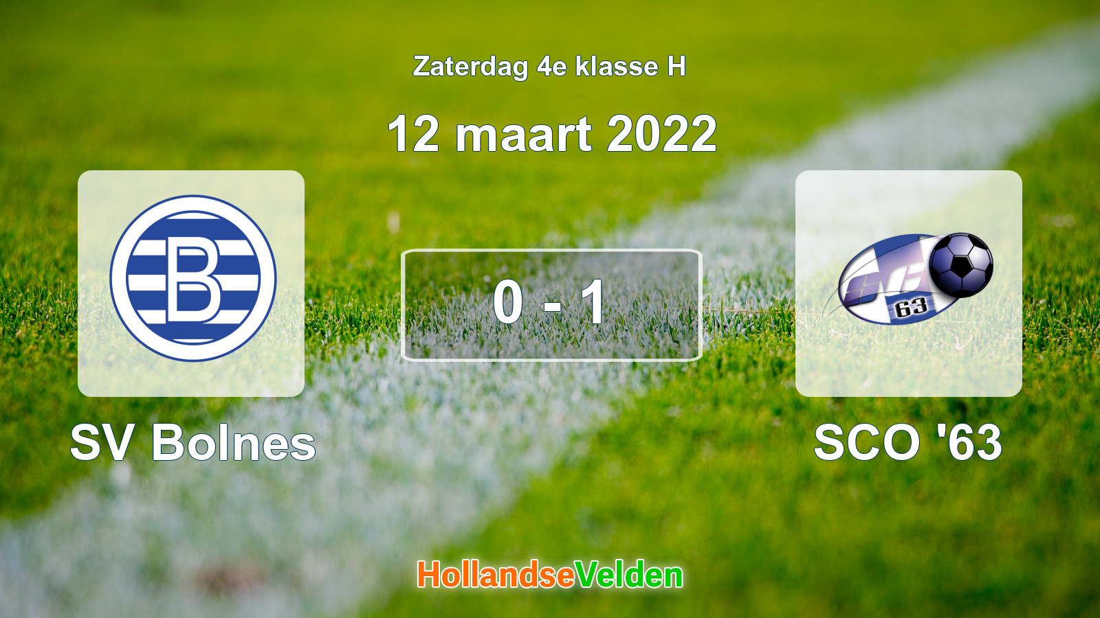 Gespeelde wedstrijd: SV Bolnes - SCO '63 0 - 1 (12 maart 2022)