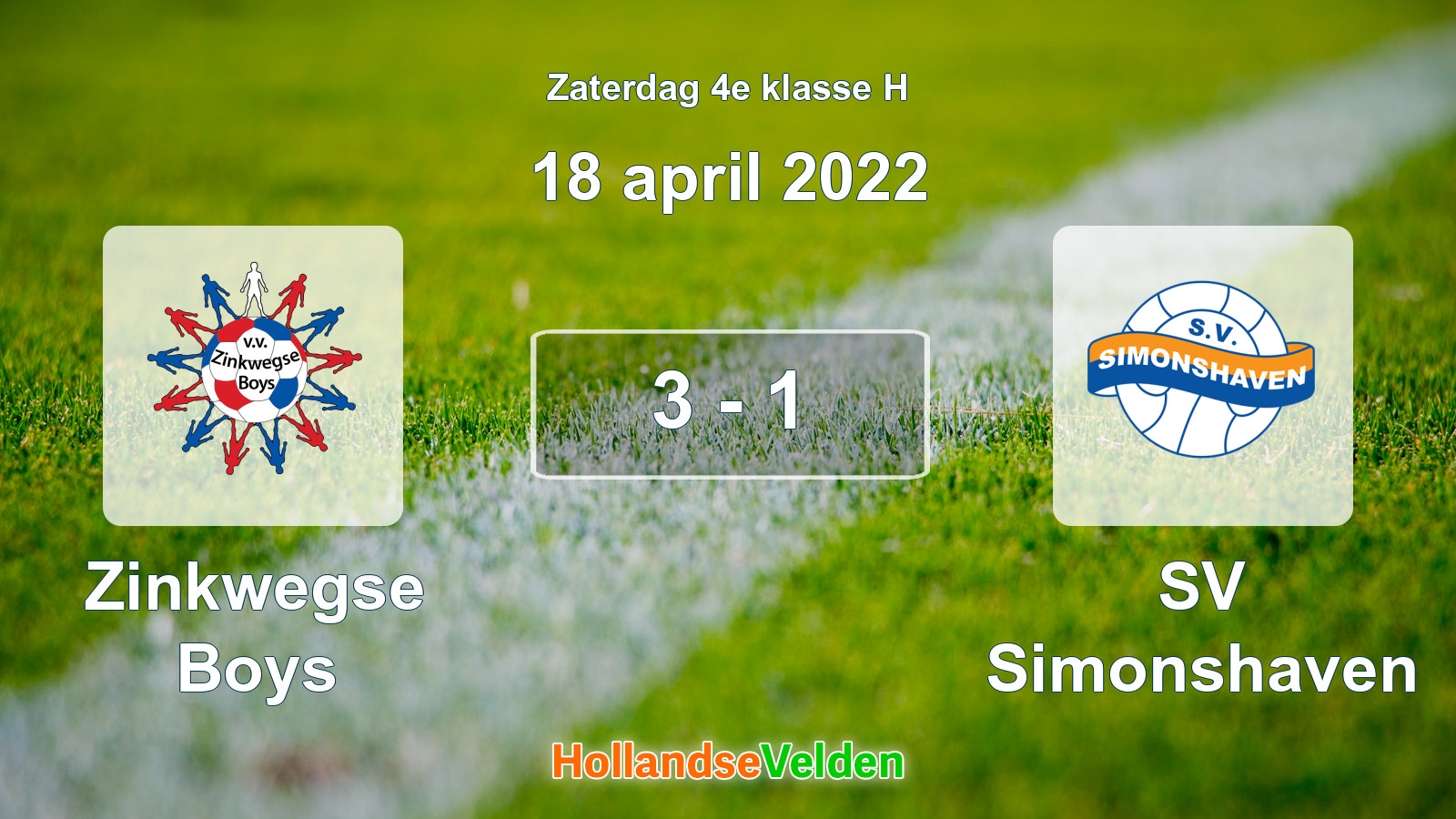 Gespeelde wedstrijd: Zinkwegse Boys - SV Simonshaven 3 - 1 (18 april 2022)