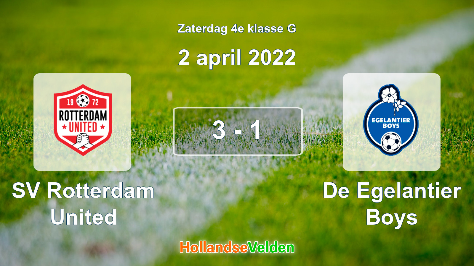 Gespeelde wedstrijd: SV Rotterdam United - De Egelantier Boys 3 - 1 (2 april 2022)