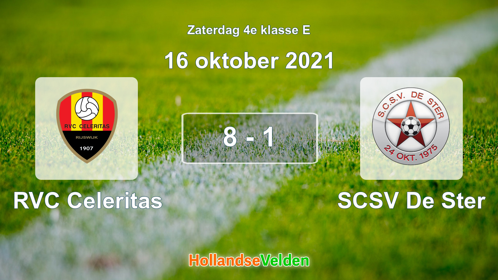 Gespeelde wedstrijd: RVC Celeritas - SCSV De Ster 8 - 1 (16 oktober 2021)