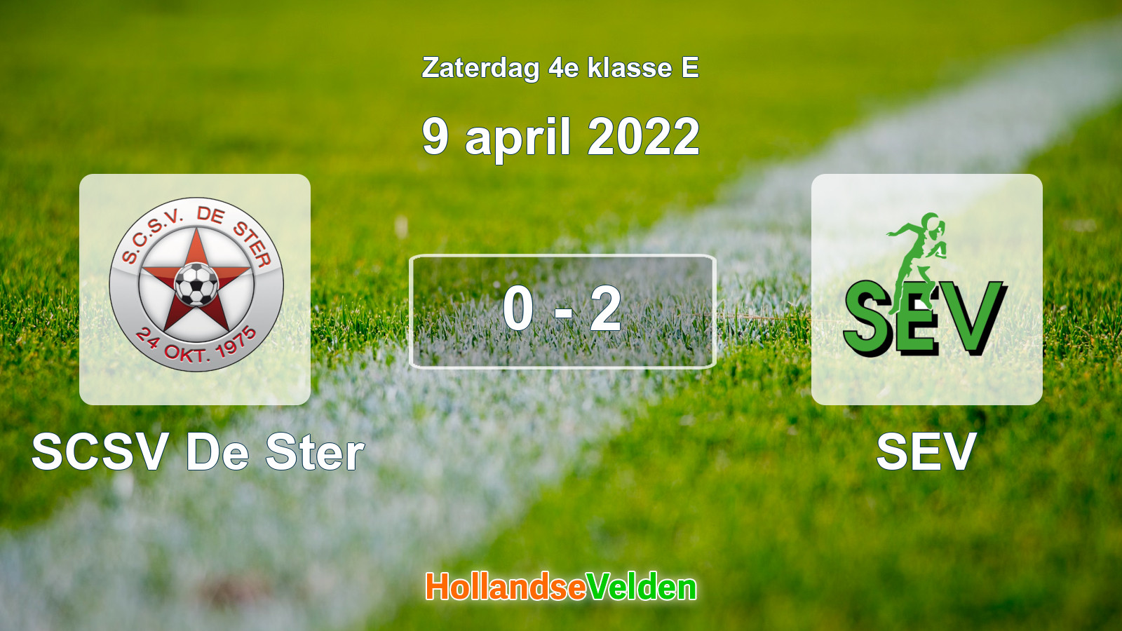Gespeelde wedstrijd: SCSV De Ster - SEV 0 - 2 (9 april 2022)