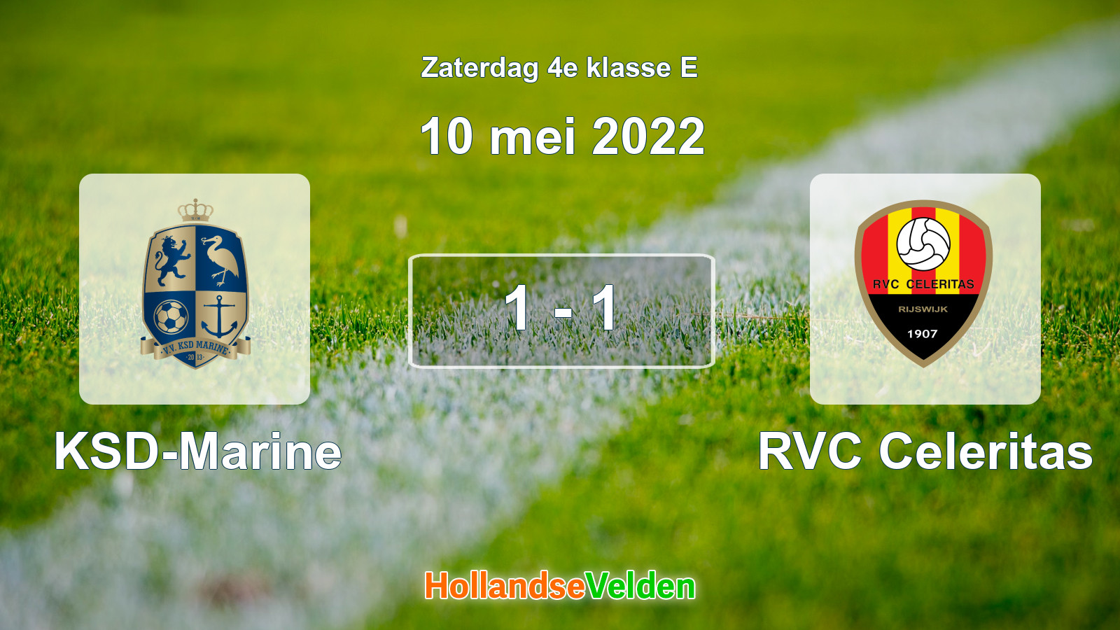 Gespeelde wedstrijd: KSD-Marine - RVC Celeritas 1 - 1 (10 mei 2022)
