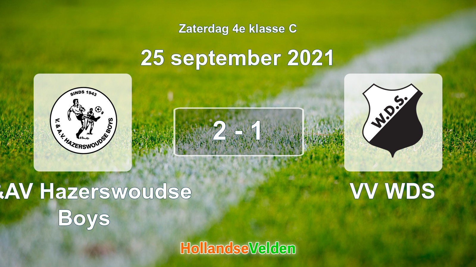Gespeelde wedstrijd: V&AV Hazerswoudse Boys - VV WDS 2 - 1 (25 september 2021)