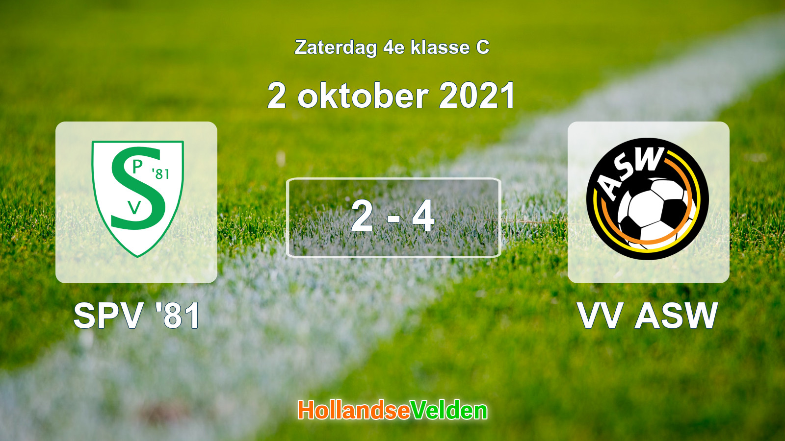 Gespeelde wedstrijd: SPV '81 - VV ASW 2 - 4 (2 oktober 2021)
