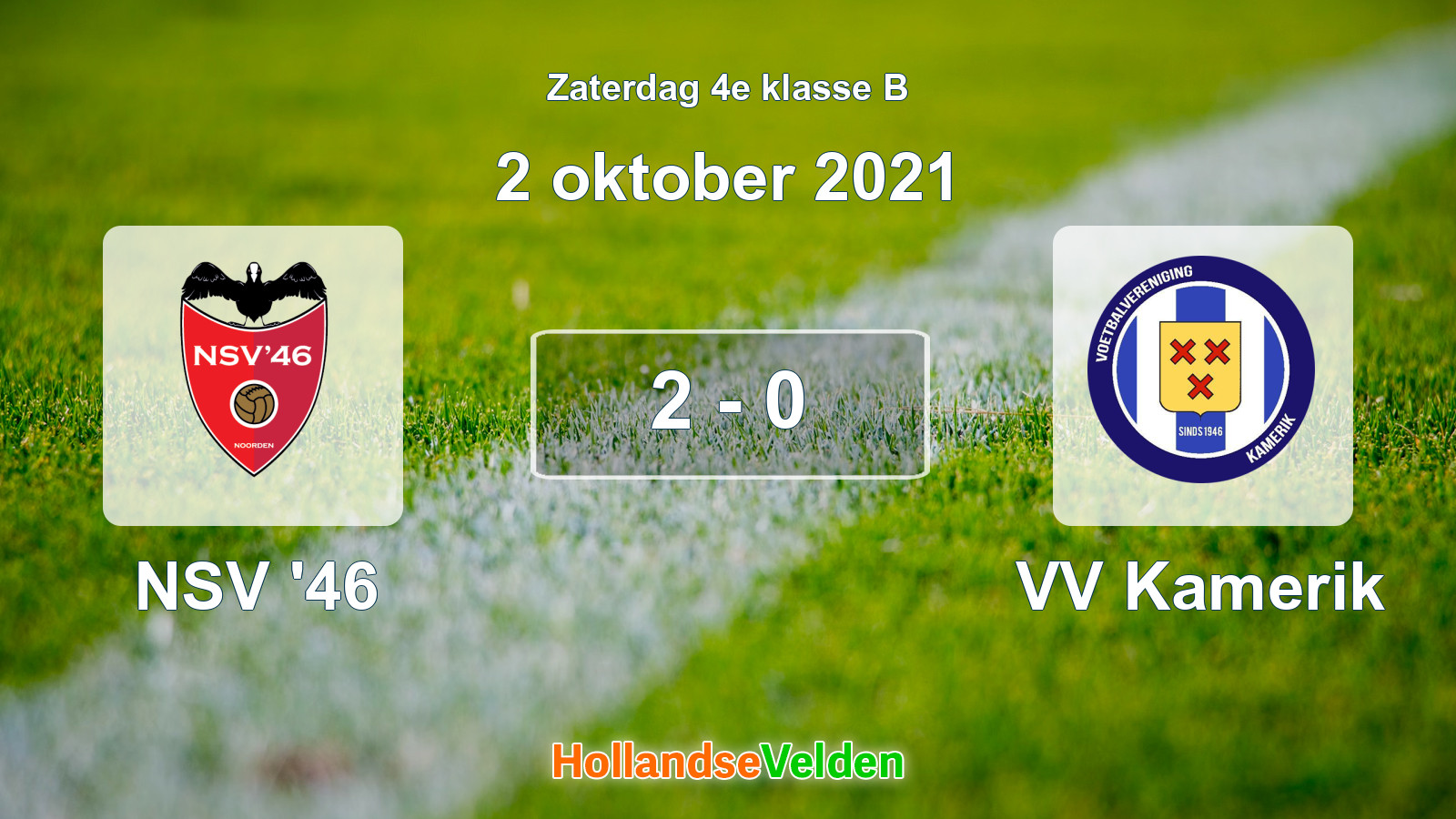 Gespeelde wedstrijd: NSV '46 - VV Kamerik 2 - 0 (2 oktober 2021)
