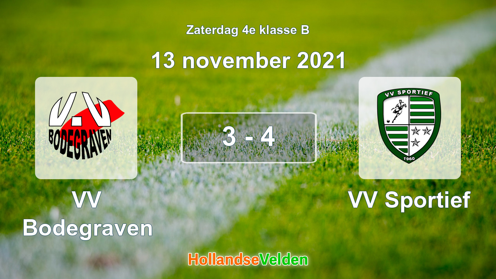 Gespeelde wedstrijd: VV Bodegraven - VV Sportief 3 - 4 (13 november 2021)