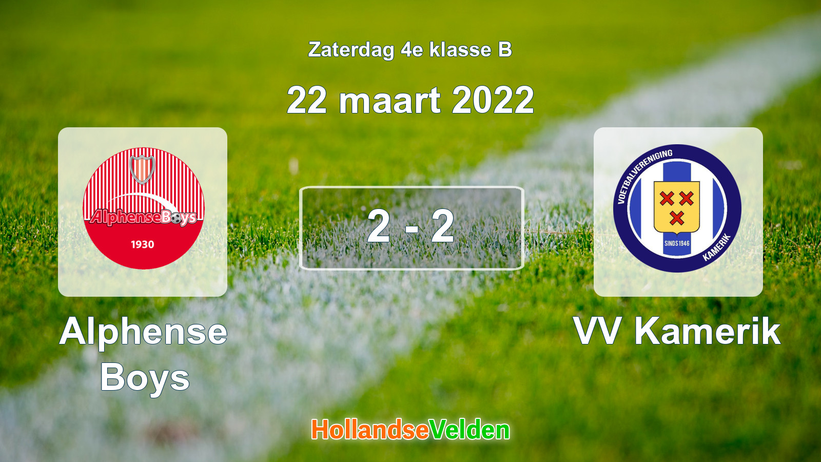 Gespeelde wedstrijd: Alphense Boys - VV Kamerik 2 - 2 (22 maart 2022)