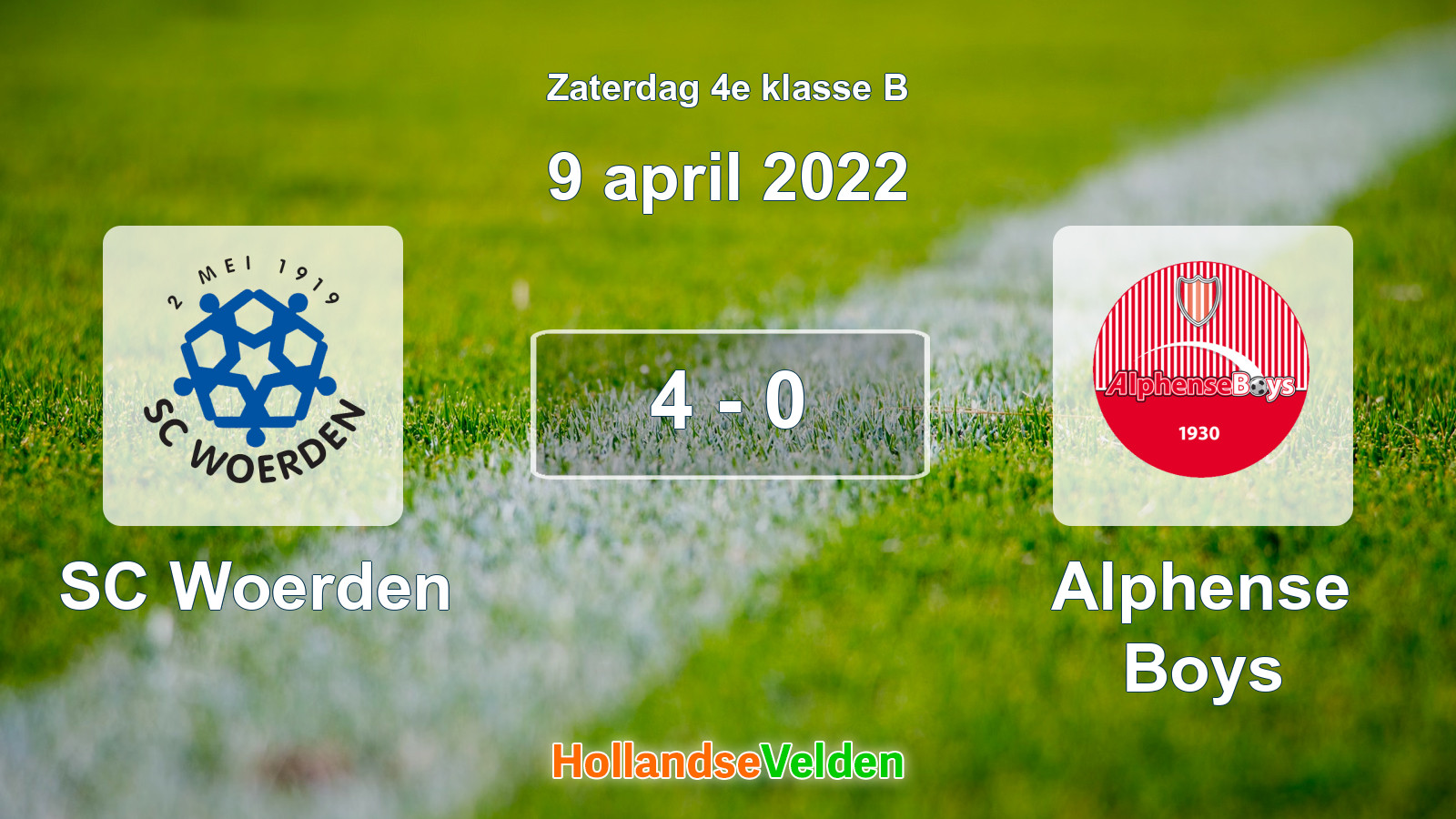 Gespeelde wedstrijd: SC Woerden - Alphense Boys 4 - 0 (9 april 2022)