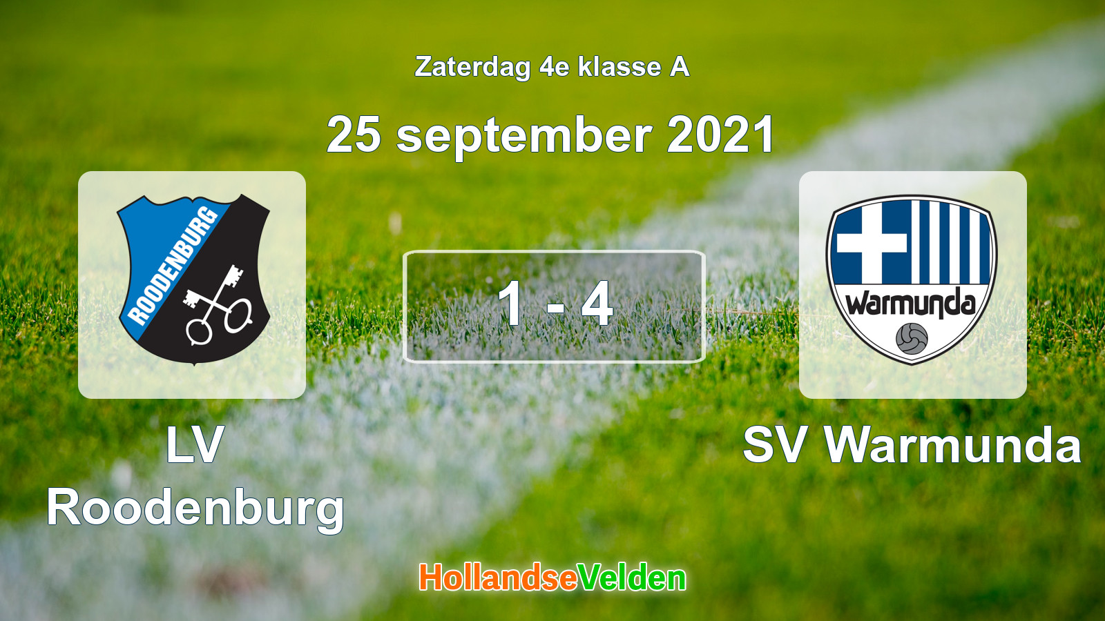 Gespeelde wedstrijd: LV Roodenburg - SV Warmunda 1 - 4 (25 september 2021)