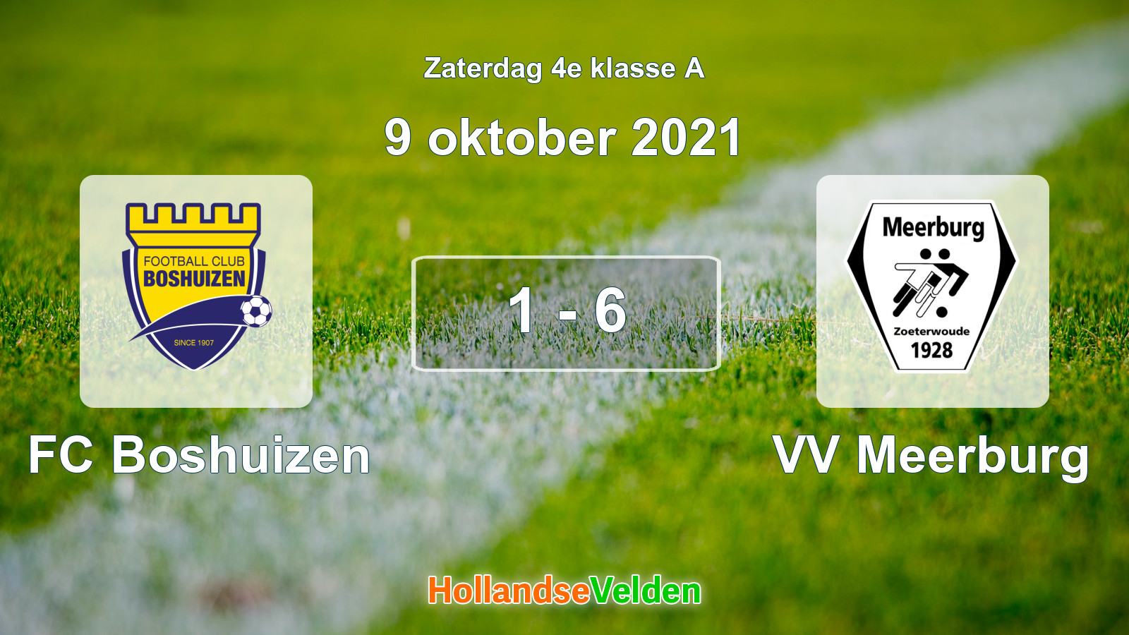 Gespeelde wedstrijd: FC Boshuizen - VV Meerburg 1 - 6 (9 oktober 2021)