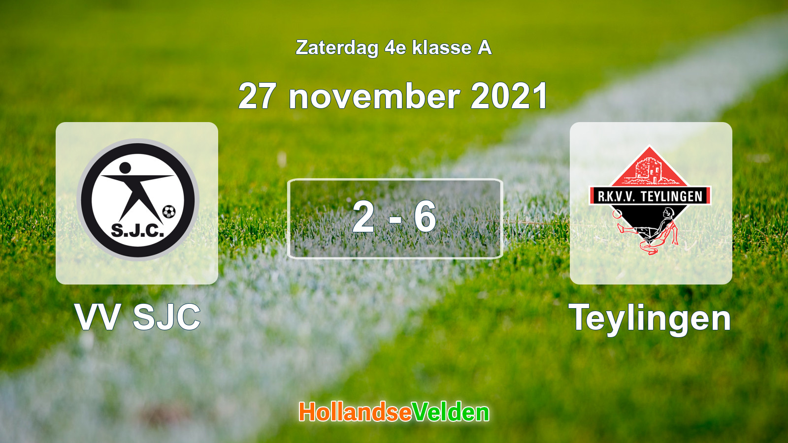 Gespeelde wedstrijd: VV SJC - Teylingen 2 - 6 (27 november 2021)