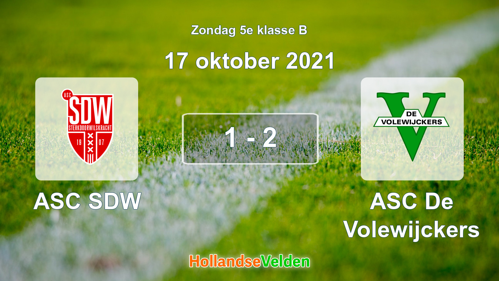 Gespeelde wedstrijd: ASC SDW - ASC De Volewijckers 1 - 2 (17 oktober 2021)